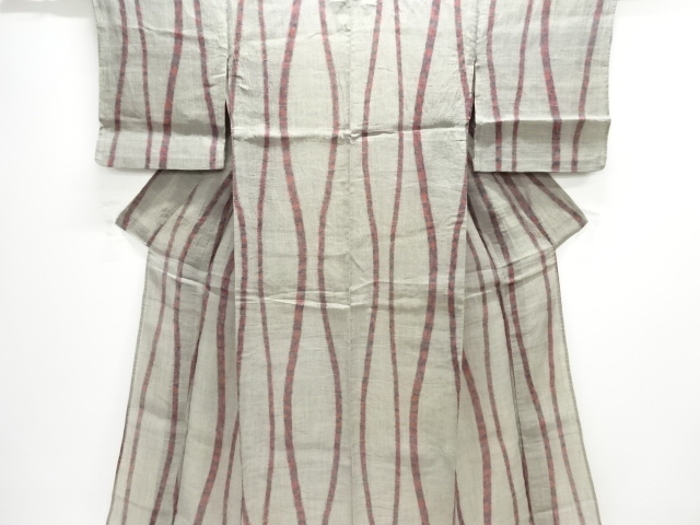 アンティーク　本場小千谷ちぢみ　立涌模様織り出し着物